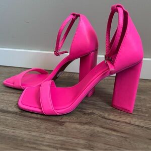 Barbie Hot bright Pink Women's block Heels ankle strap vegan date night